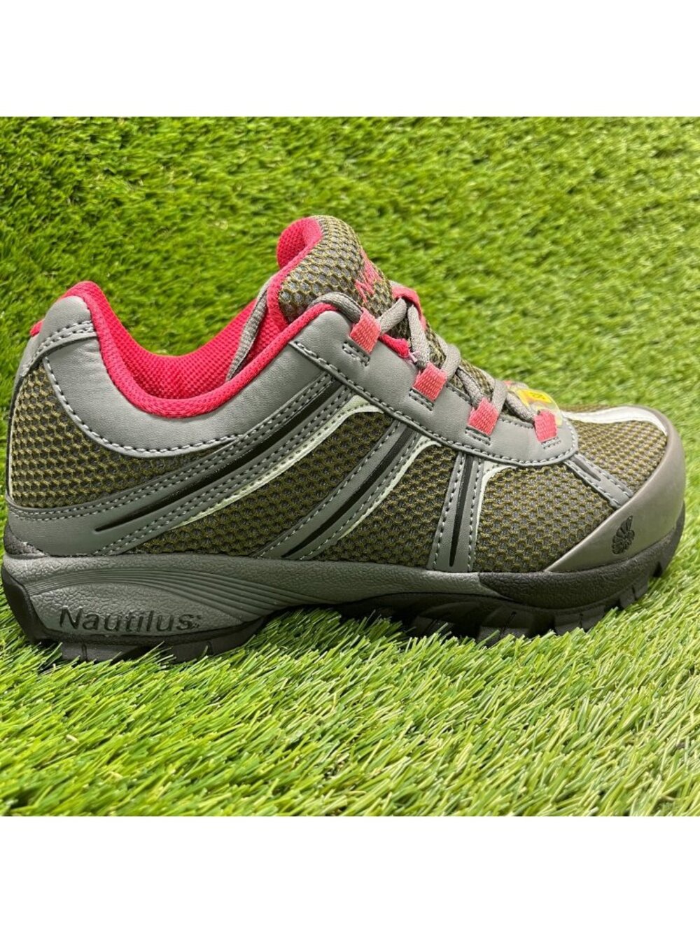 Nautilus N1393 SR Womens Size 9.5D Green Gray Pink Steel Toe Safety Work Shoes